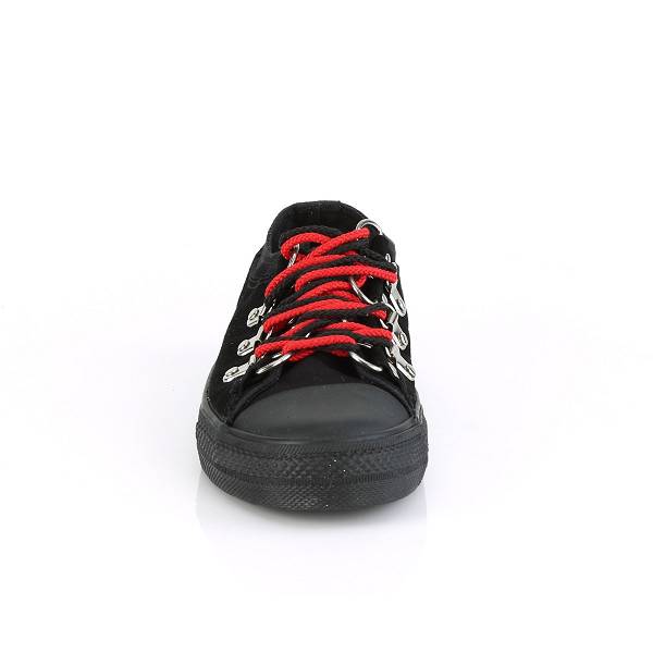 Demonia Women's Deviant-05 Sneakers - Black Canvas/Suede D7534-18US Clearance